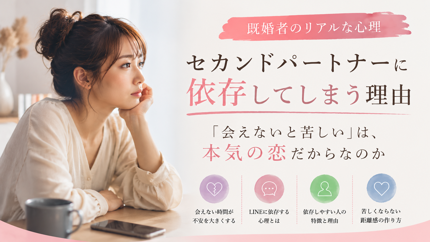 【セカンドパートナーに依存してしまう理由】「会えないと苦しい」は、本気の恋だからなのか