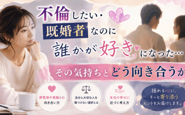 不倫したい・既婚者なのに誰かが好きになった…その気持ちとどう向き合うか