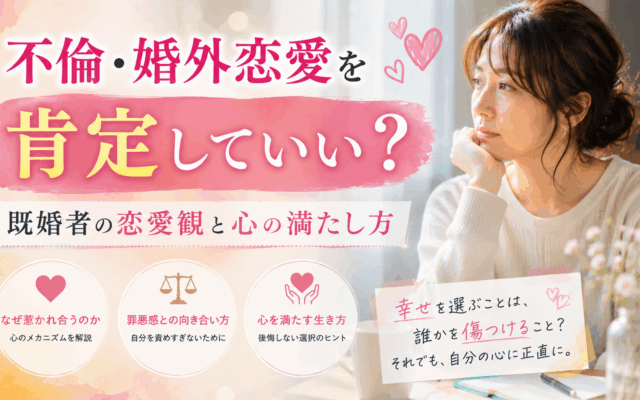 不倫・婚外恋愛を肯定していい?既婚者の恋愛観と心の満たし方