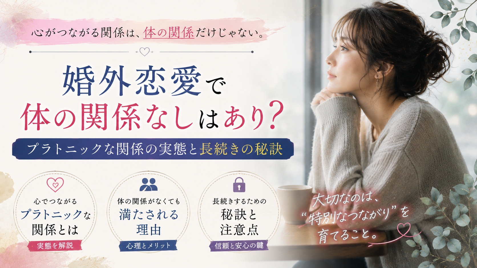 婚外恋愛で体の関係なしはあり？プラトニックな関係の実態と長続きの秘訣
