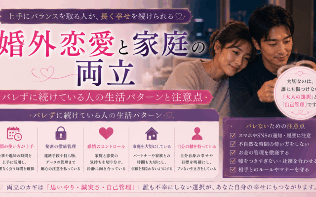 婚外恋愛と家庭の両立|バレずに続けている人の生活パターンと注意点