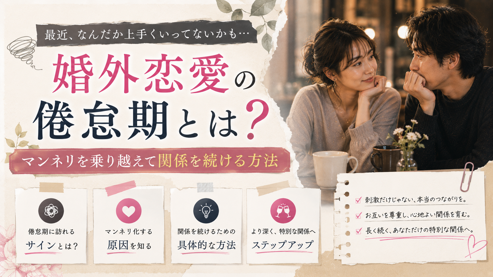 婚外恋愛の倦怠期とは?マンネリを乗り越えて関係を続ける方法