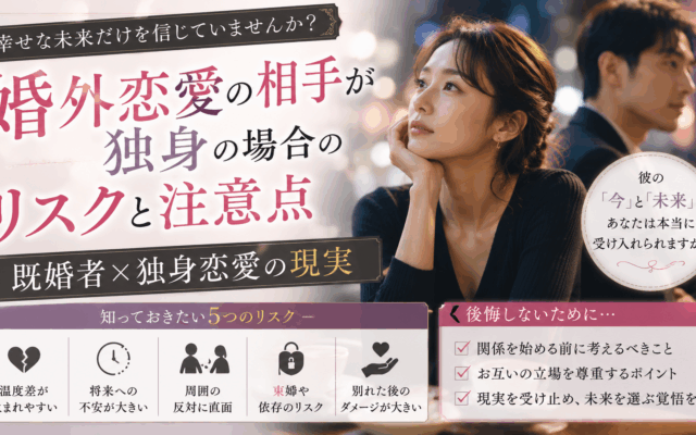 婚外恋愛の相手が独身の場合のリスクと注意点|既婚者×独身恋愛の現実