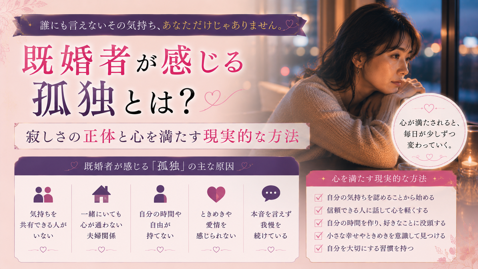 既婚者が感じる孤独とは?寂しさの正体と心を満たす現実的な方法