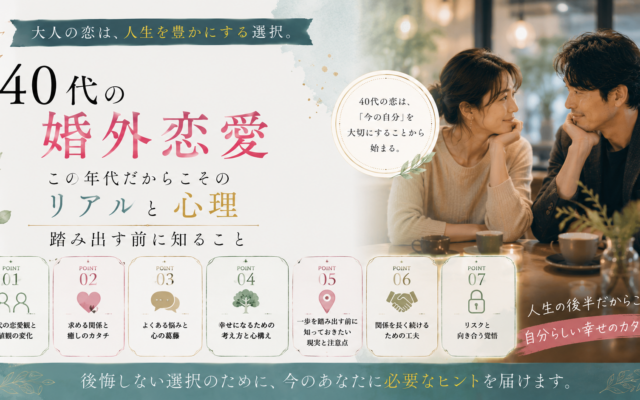 40代の婚外恋愛｜この年代だからこそのリアルと心理・踏み出す前に知ること