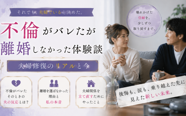 不倫がバレたが離婚しなかった体験談｜夫婦修復のリアルと今