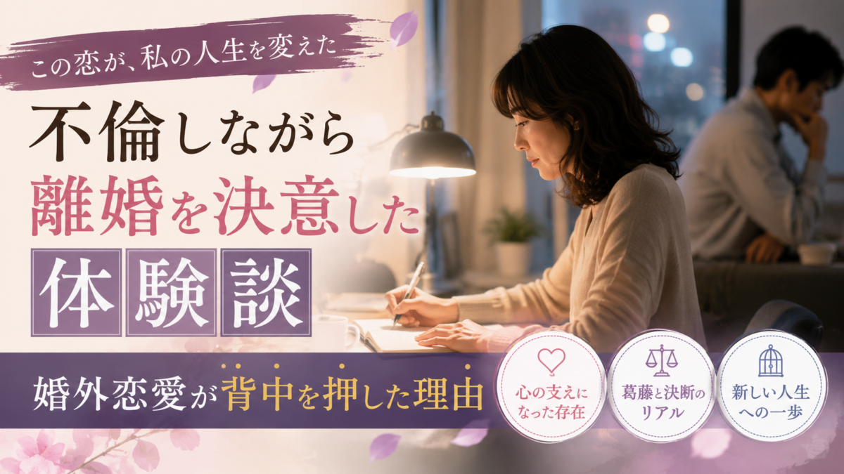 不倫しながら離婚を決意した体験談｜婚外恋愛が背中を押した理由