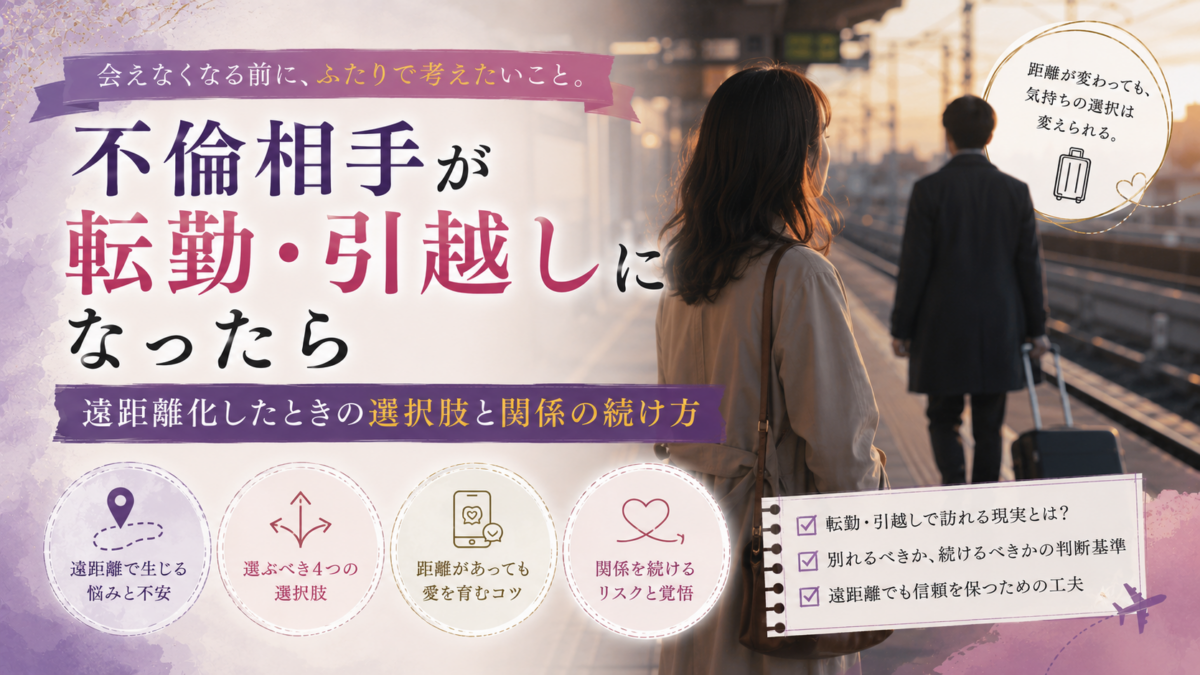 不倫相手が転勤・引越しになったら｜遠距離化したときの選択肢と関係の続け方