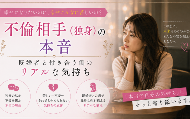 不倫相手（独身）の本音｜既婚者と付き合う側のリアルな気持ち