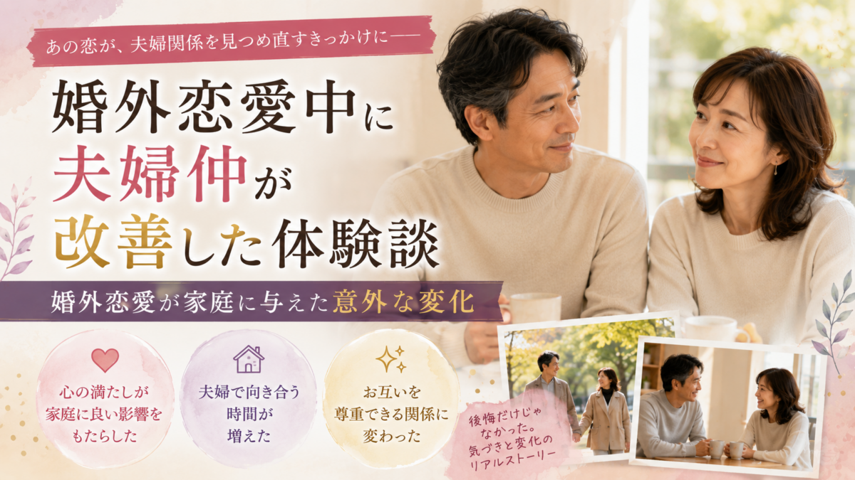 婚外恋愛中に夫婦仲が改善した体験談｜婚外恋愛が家庭に与えた意外な変化