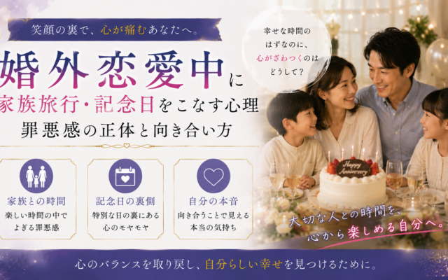 婚外恋愛中に家族旅行・記念日をこなす心理｜罪悪感の正体と向き合い方