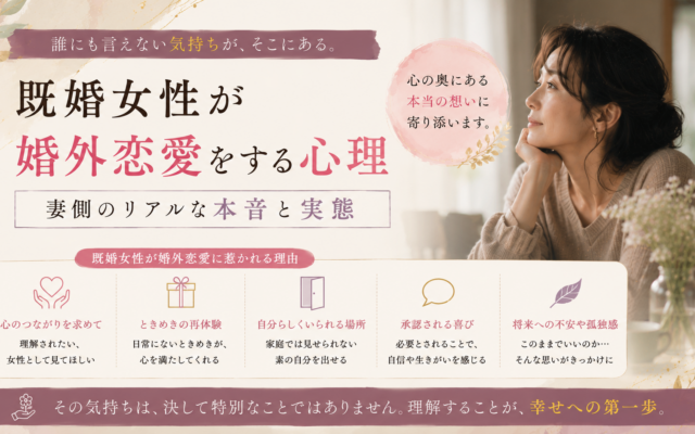 既婚女性が婚外恋愛をする心理|妻側のリアルな本音と実態