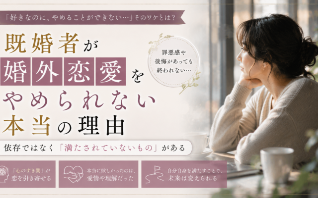 既婚者が婚外恋愛をやめられない本当の理由|依存ではなく「満たされていないもの」がある