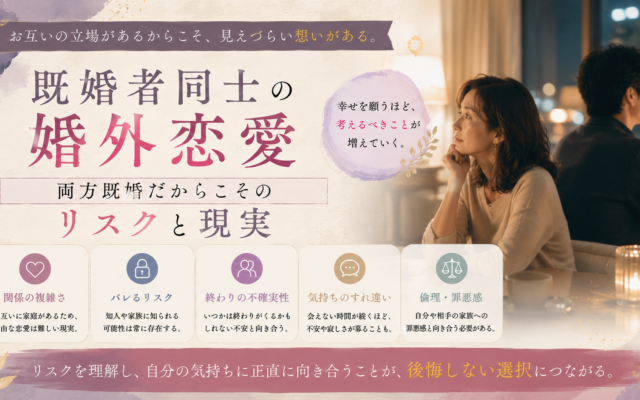 既婚者同士の婚外恋愛｜両方既婚だからこそのリスクと現実