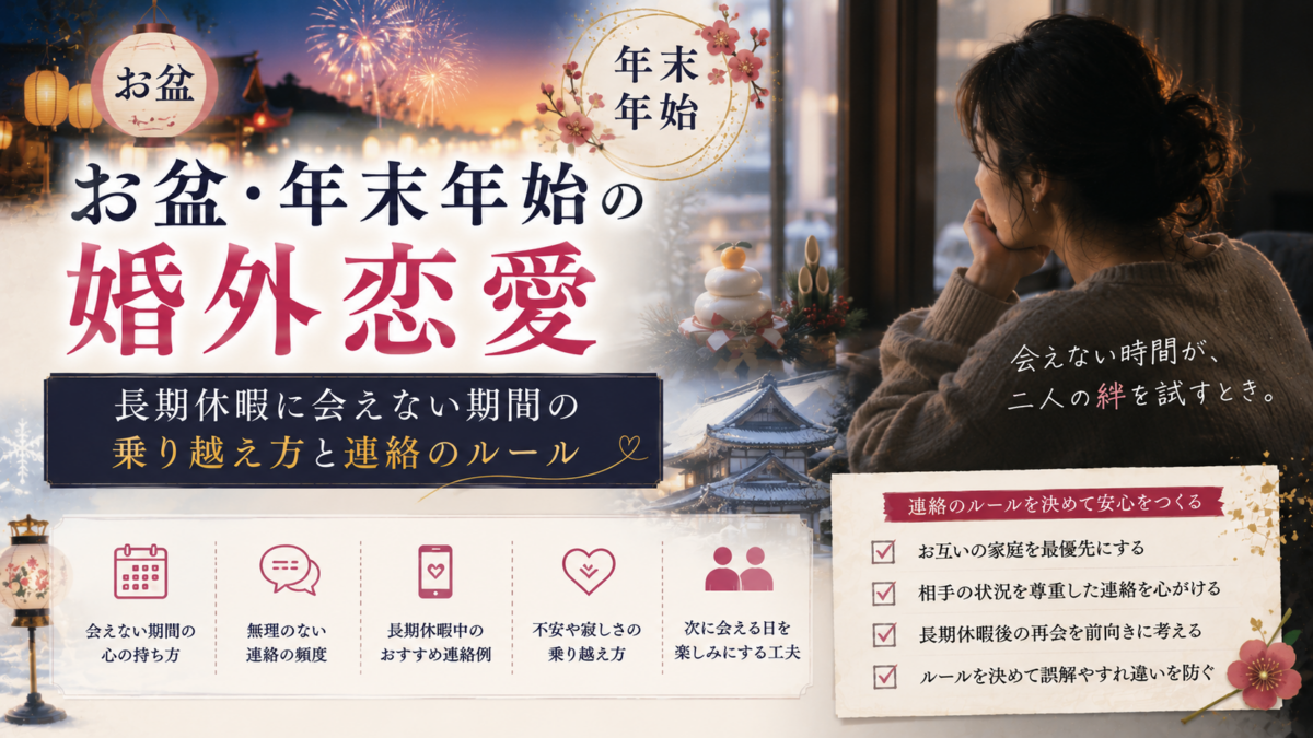 お盆・年末年始の婚外恋愛｜長期休暇に会えない期間の乗り越え方と連絡のルール