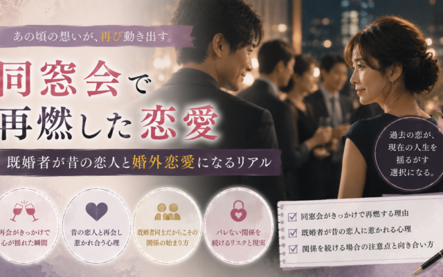 同窓会で再燃した恋愛｜既婚者が昔の恋人と婚外恋愛になるリアル
