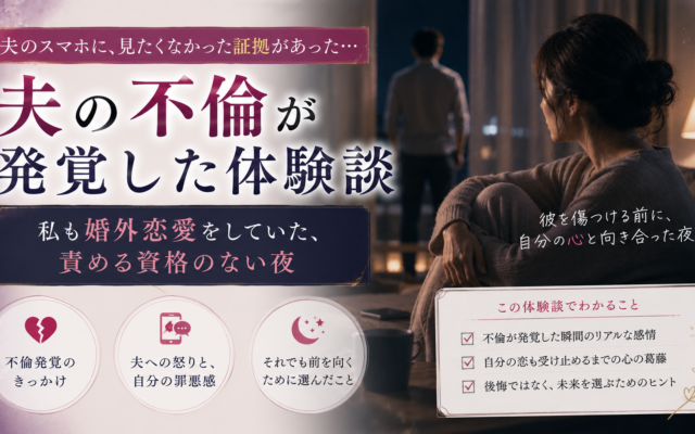 夫の不倫が発覚した体験談｜私も婚外恋愛をしていた、責める資格のない夜