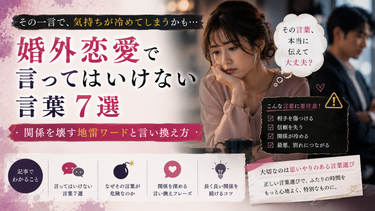 婚外恋愛で言ってはいけない言葉7選｜関係を壊す地雷ワードと言い換え方