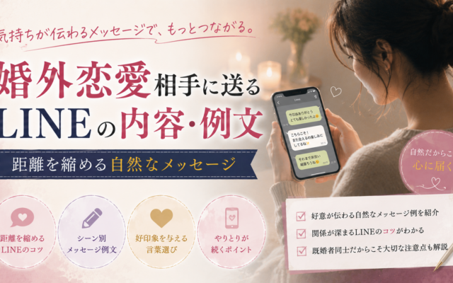 婚外恋愛相手に送るLINEの内容・例文｜距離を縮める自然なメッセージ