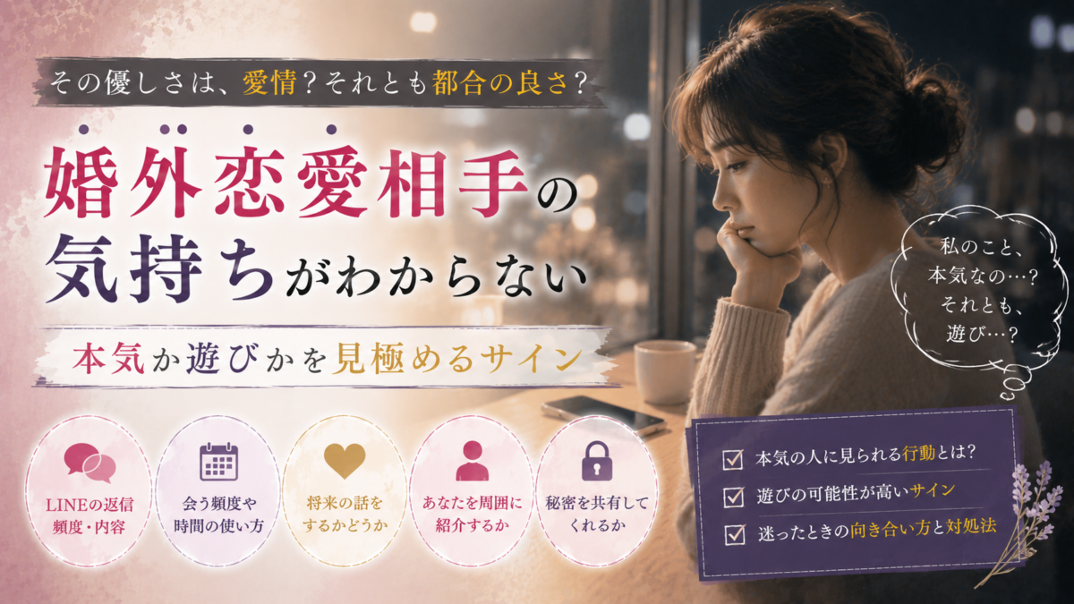 婚外恋愛相手の気持ちがわからない｜本気か遊びかを見極めるサイン