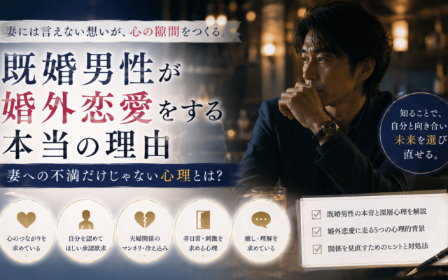 既婚男性が婚外恋愛をする本当の理由｜妻への不満だけじゃない心理