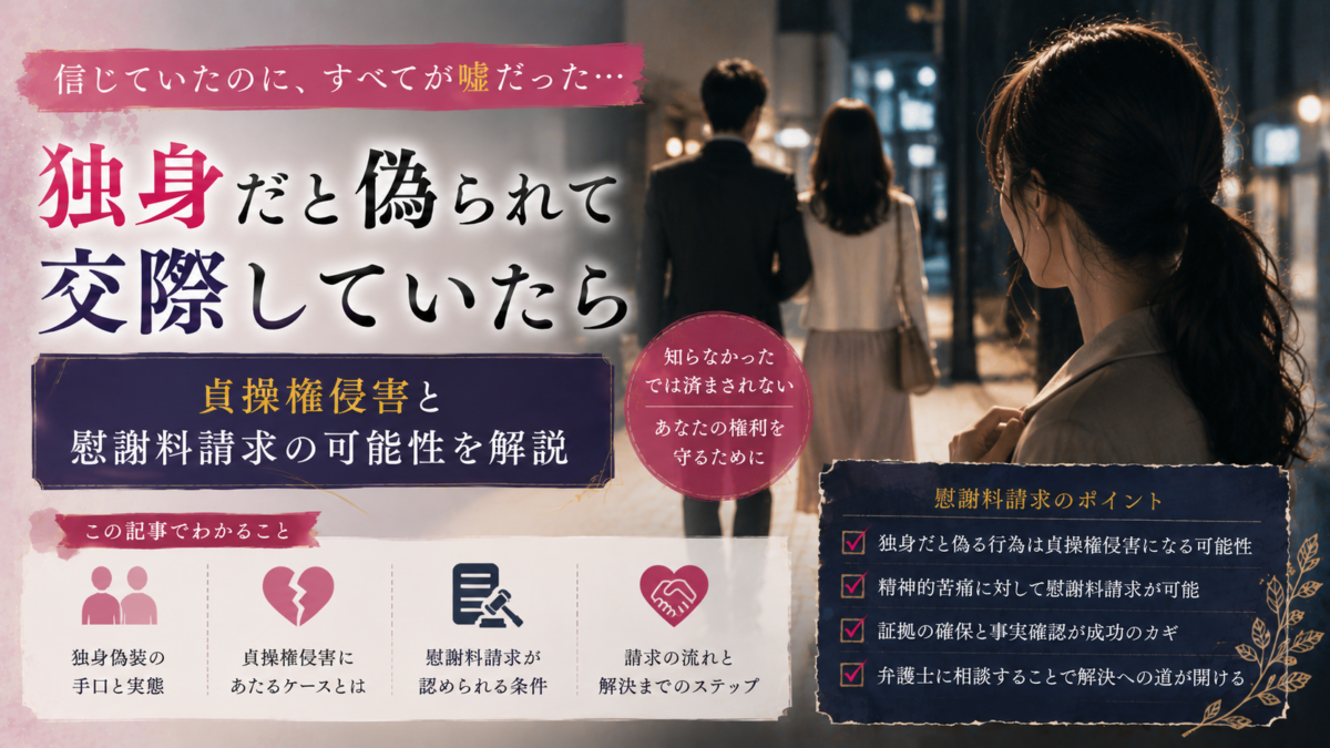 独身だと偽られて交際していたら｜貞操権侵害と慰謝料請求の可能性を解説